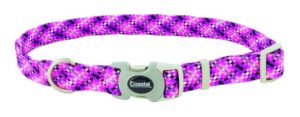 Pro Active Adjustable Woven Reflective Dog Collar, Pixel Pink, 3/4" x 12-18"