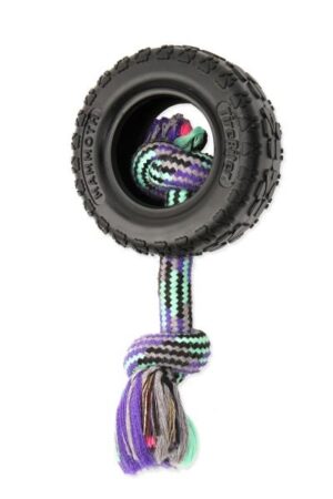 Mammoth Pet Products Tirebiter Ii With Rope Dog Toy Rope With Tire Multi-Color 5 In Medium