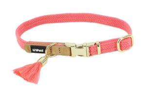 Li'l Pals® Woven Collar with Tassel, Pink, Petite X-Small Dog 1pc 3/8" x 6-8"