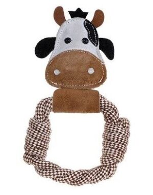 Country Tails Daisy Cow Rope Ring Natural Dog Toy