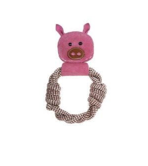 Country Tails Peggy Pig Rope Ring Natural Dog Toy