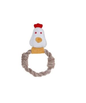 Country Tails Calico Chicken Rope Ring Natural Dog Toy