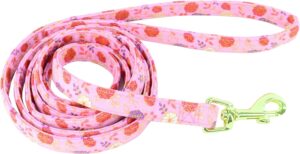 Accent Metallic Dog Leash, Delicate Pink Flowers, 1" x 6'