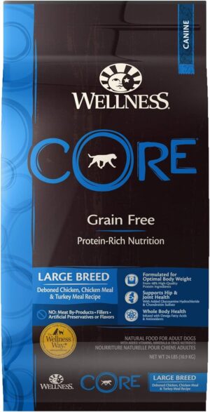 Wellness Core Natural Grain Free Dry Dog Food Large Breed Recipe 24 lb