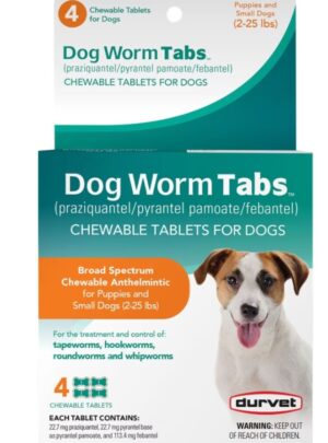 DURVET DOG WORM TABS 2-25 LB-4 CT