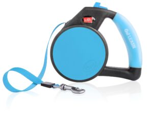 Wigzi Gel Handle Reflective Tape Retractable Leash Medium Blue