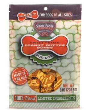 Gaines Sweet Potato Bone Peanut Butter Coated 8oz