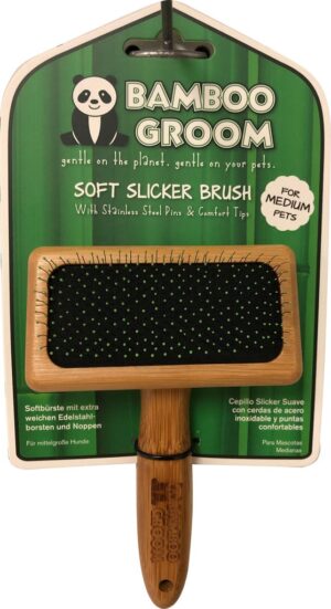 Paws/Alcott - Bamboo Soft Slicker Brush With Stainless Steel Pin