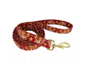 Accent Metallic Dog Leash Royal Burgundy Crowns