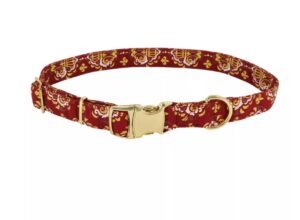 Accent Metallic Adjustable Dog Collar Royal Burgundy Crowns