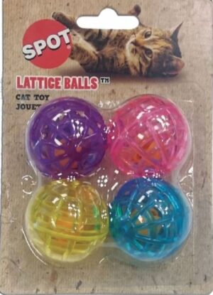 Spot Lattice Balls with Bell, Cat Toy, 4 Pack