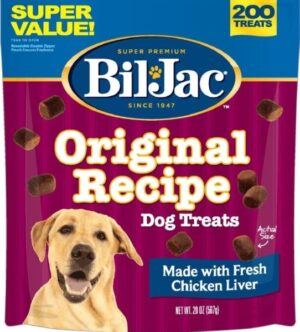 BilJac Original Recipe Soft Dog Treats, Chicken And Liver, 200 Count